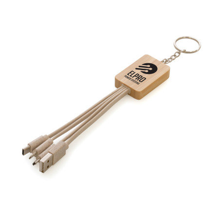 Rectangle Bamboo & Wheat Straw Keyring