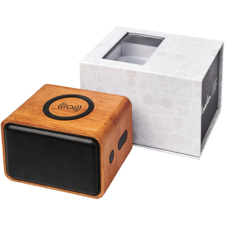 Wooden 3W speaker with wireless charging pad