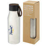 Ljungan 500 ml copper vacuum insulated stainless steel bottle with PU leather strap and lid