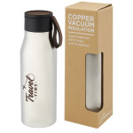 Ljungan 500 ml copper vacuum insulated stainless steel bottle with PU leather strap and lid